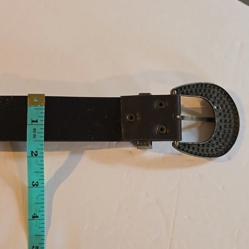 Womens Sparkle Bling Crystals Brown Leather Belt Sz.M/L